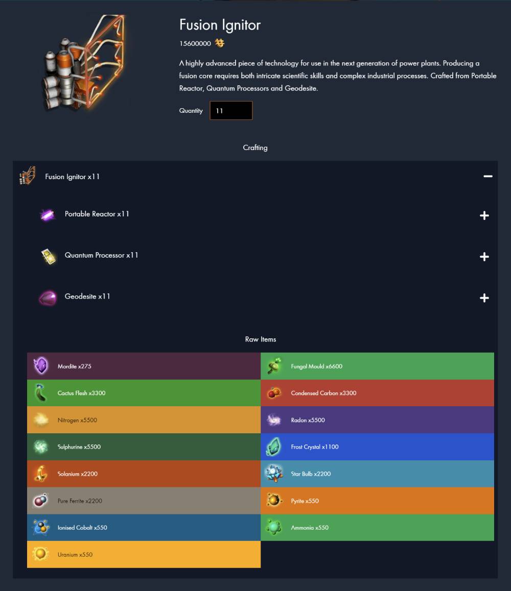 No Man's Sky Recipes Screenshot